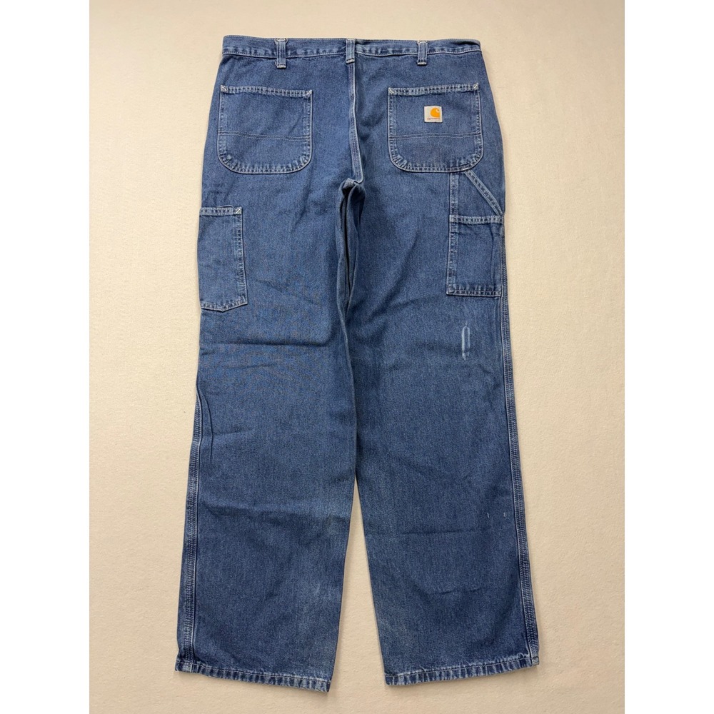 Carhartt Dungaree Fit Jeans Men 38x32 Blue B82-83 Baggy Distressed Workwear